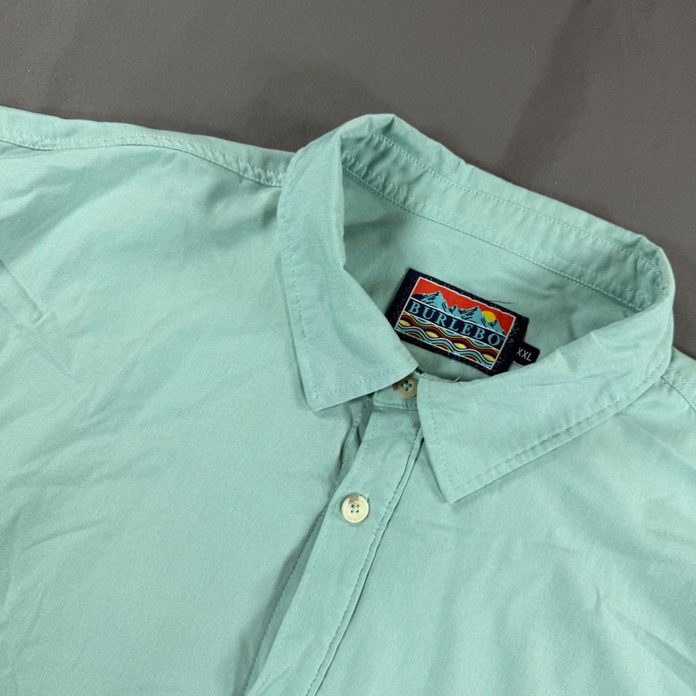 Burlebo Mens XXL Mint Green Performance Short Sleeve Button Down Shirt Stretch